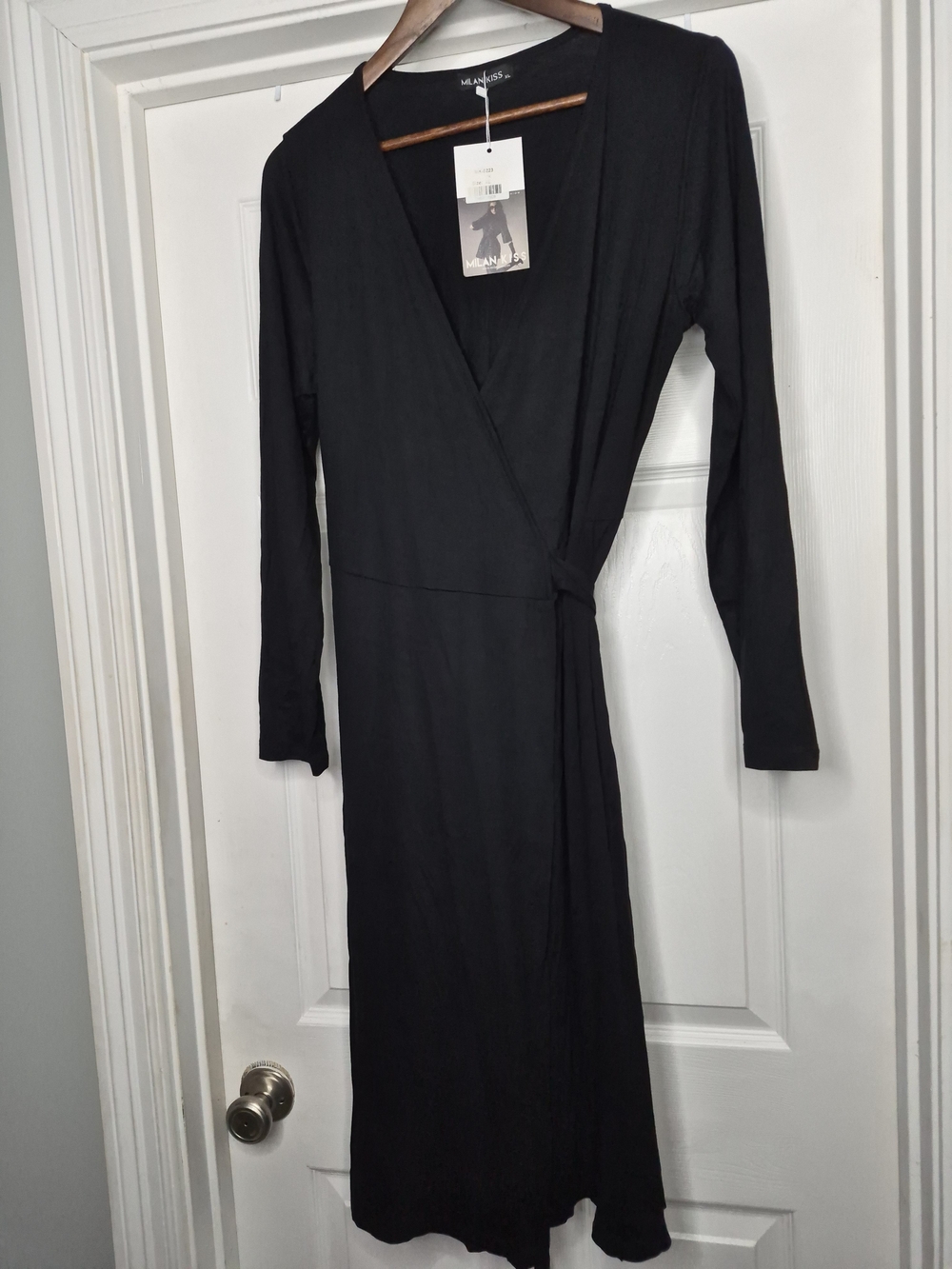 Milan Kiss Black Wrap Long Side Splits Cardigan with Long Sleeves XL NWT